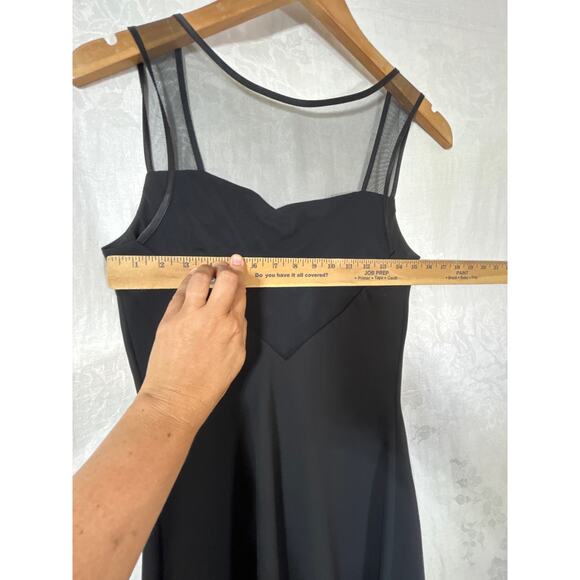 Vintage Dress 10 Black Sheer Top Knee Length Made in USA Goth Witchy Y2K - Picture 6 of 8
